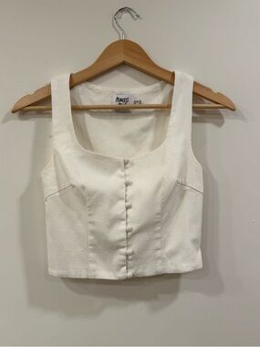 Princess Polly White Button Up Crop Top Square Neck